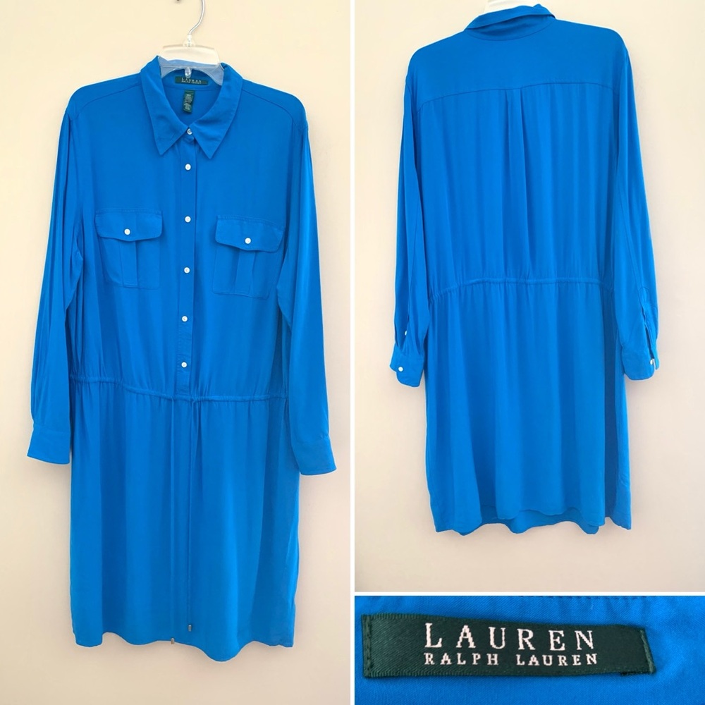 Lauren Ralph Lauren blue lightweight shirt dress Size 18W